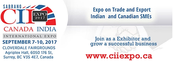 CII Expo 2017 - Canada India International Expo on Trade and Export from Sept 7-10, 2017